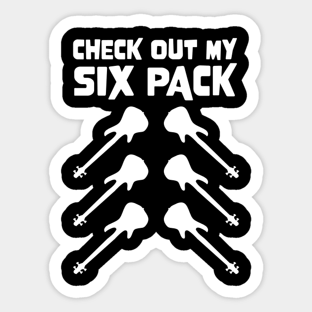 Check Out My Six Pack Bass Guitars for Bass Player Sticker by jodotodesign